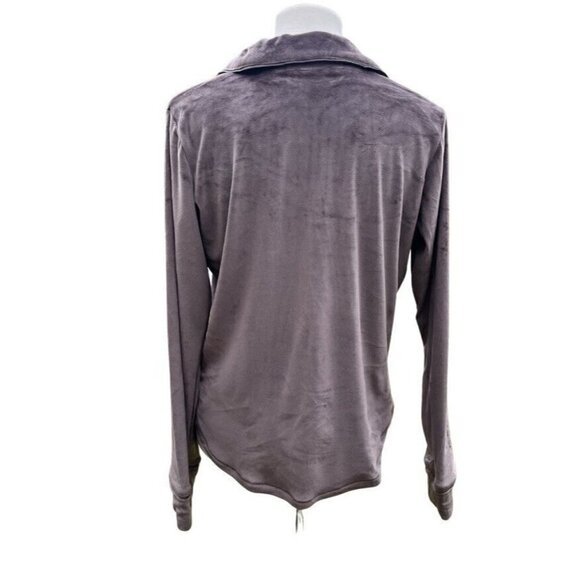 SKIMS Velour Sleep Top In Amethyst Button-Up Pajama Top Size XXS Brown - Picture 3 of 12